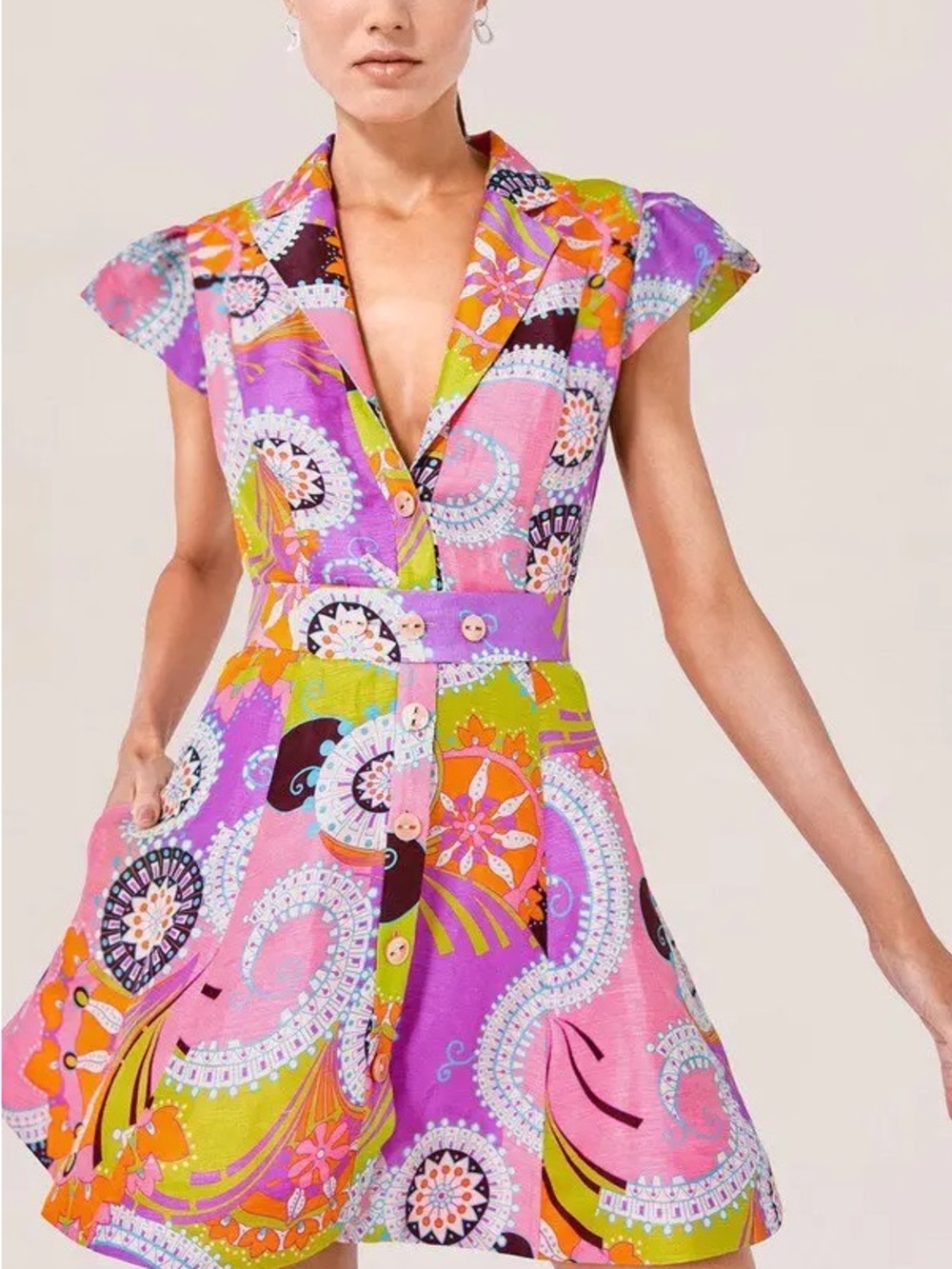 NWT Alexis Demi Dress Floral Paisley Button-Front